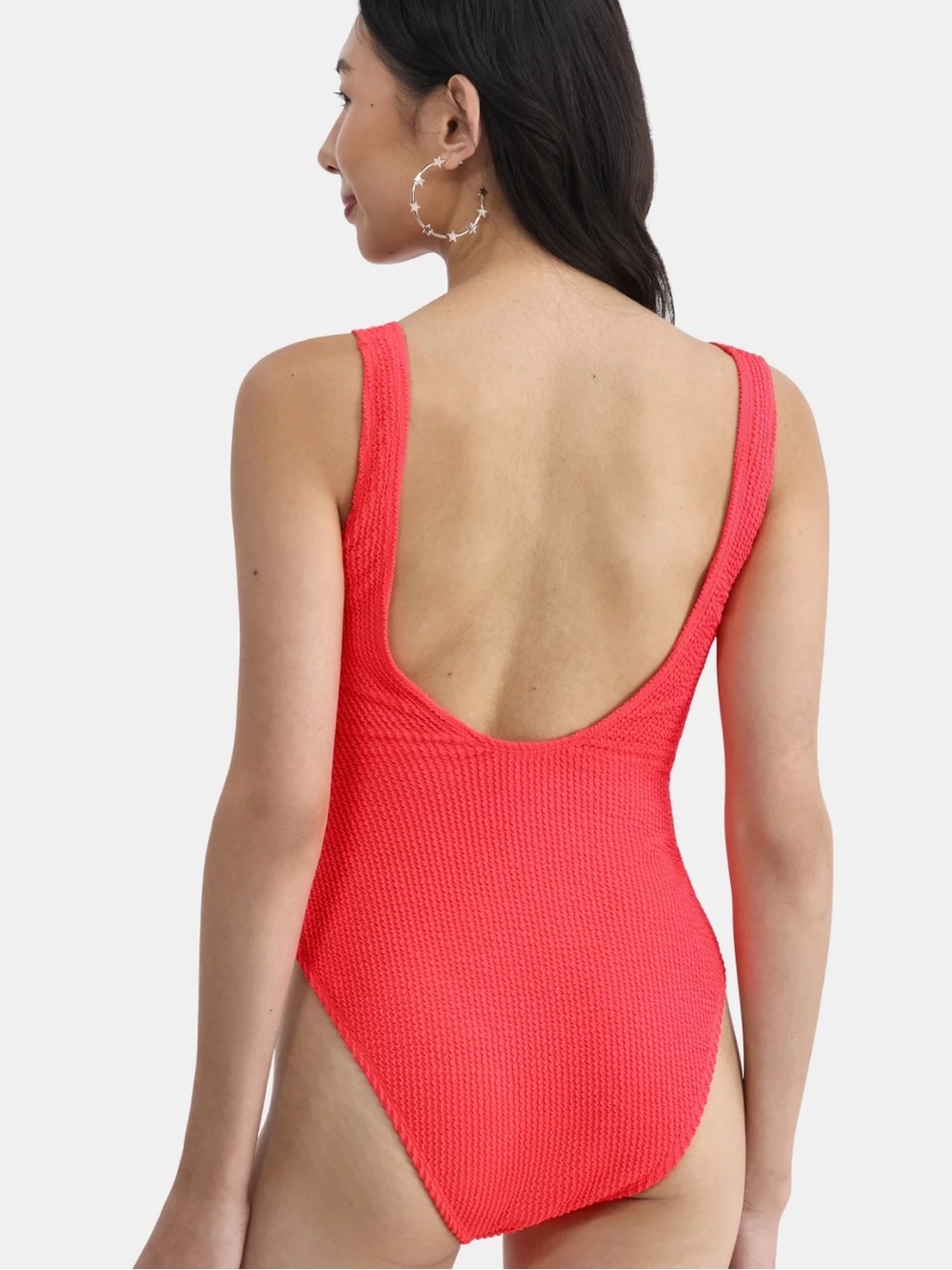 No Boundaries, Herringbone Crinkle, One Piece Swimsuit, Coral Flame, Medium, NWT - Picture 4 of 7